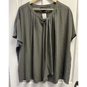 NWT Lane Bryant Olive Green Blouse Size 22 Flutter Sleeve